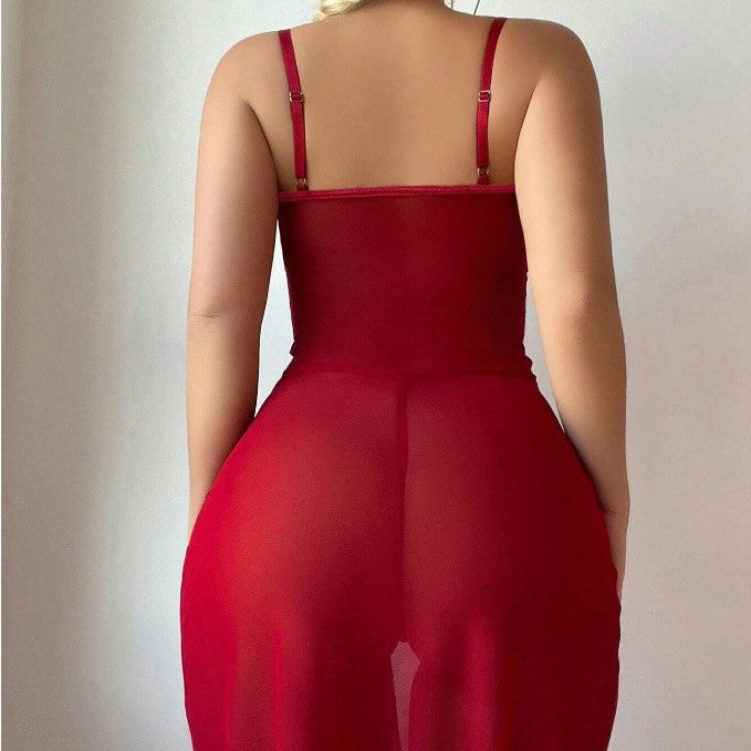 sexy lace cutout pajamas jumpsuit sheer mesh sexy lingerie suit