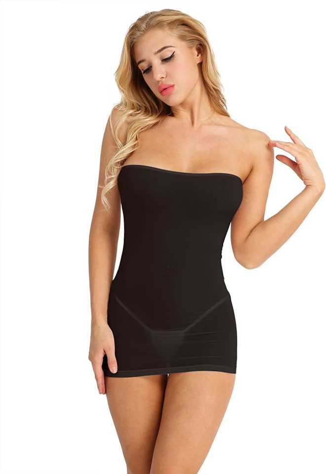 seamless strapless shaping mini slip dress